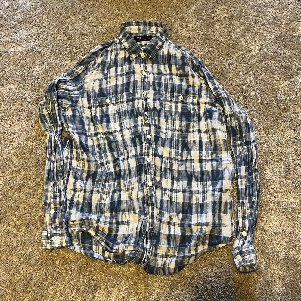 Polo Ralph Lauren Bleached Denim‎ Style Button Up Men's 2XL Lightweight